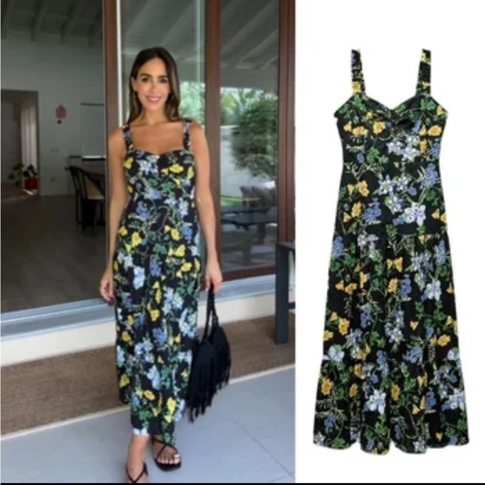NEW Like Zara WOMAN MIDI FLORAL PRINT EYELET DRESS